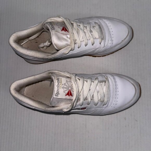 Reebok‎ Classics Womens 8.5 White Leather Lace Up Sneakers Athletic Shoes - Picture 3 of 8